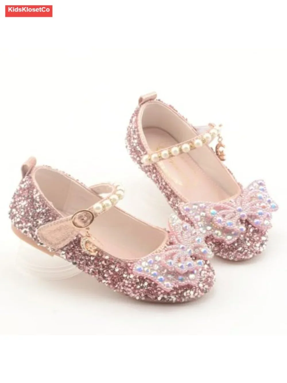 Girls Sparkle Princess Mary Jane Ballet Flats Hook Loop Dress Shoes